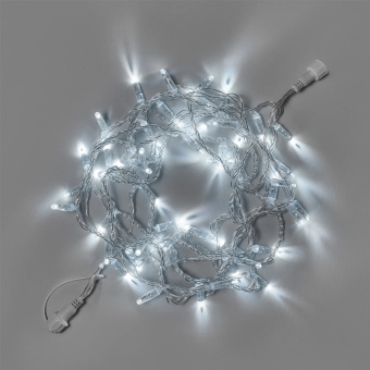 Гирлянда Нить 10 м., 100 LED, холодный белый, без мерцания, прозрачный ПВХ провод, с защитным колпачком. 16-1031