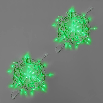 Гирлянда Нить 10 м., 100 LED, зеленый, без мерцания, белый резиновый провод (Каучук), с защитным колпачком. 16-1106