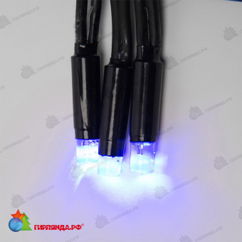 Гирлянда Нить 10 м., 120 LED, синий, с мерцанием, черный резиновый провод (Каучук), с защитным колпачком. 10-3789