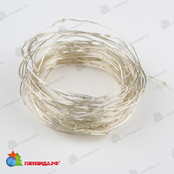 Светодиодная гирлянда "Роса", 10 м., 100 LED, теплый белый, медный провод. 10-3749.