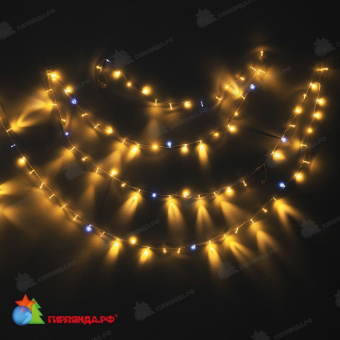 Гирлянда Нить 10 м., 100 LED, Теплый Белый, с мерцанием Холодный Белый, прозрачный ПВХ провод с защитным колпачком, 220В, 06-3159
