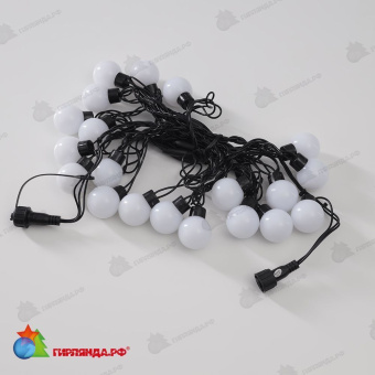 Гирлянда нить с насадками ШАРИКИ D40мм, 5м., 20 LED, теплый белый, без мерцания, черный ПВХ провод. 06-3107