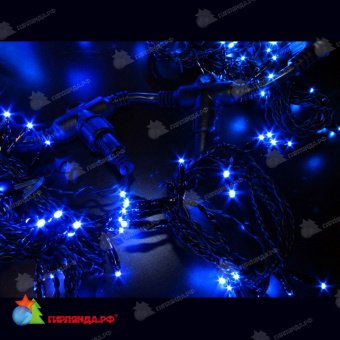 Гирлянда светодиодный занавес 2х5 м., 1140 LED, синий, без мерцания, черный ПВХ провод (Без колпачка). 11-1103