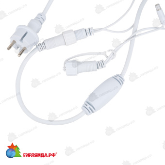 Гирлянда Нить 10 м., 120 LED, холодный белый, без мерцания, белый резиновый провод (Каучук), с защитным колпачком. 10-3735.