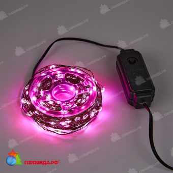 Гирлянда светодиодная "Роса", 20м. 200 LED. Розовый свет. Провод зеленый. 10-3811