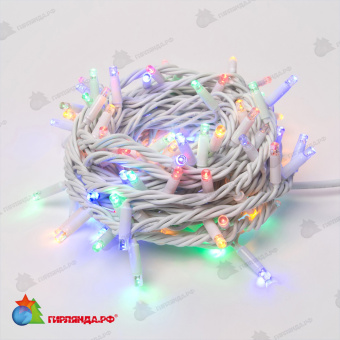 Гирлянда Нить 10 м., 120 LED, мульти, без мерцания, белый резиновый провод (Каучук), с защитным колпачком. 10-3733.