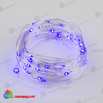 Гирлянда светодиодная "Роса" на батарейках, 2м. 20 LED. Фиолетовый свет. Провод медный. 10-3829