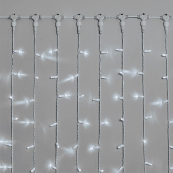 Гирлянда светодиодный занавес, 2х3м., 600 LED, холодный белый, без мерцания, белый резиновый провод, с защитным колпачком. 16-1130