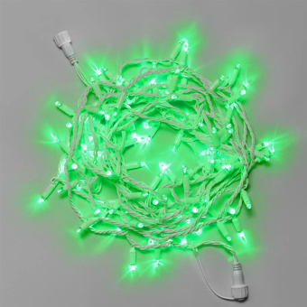 Гирлянда Нить 10 м., 100 LED, зеленый, без мерцания, белый резиновый провод (Каучук), с защитным колпачком. 16-1055