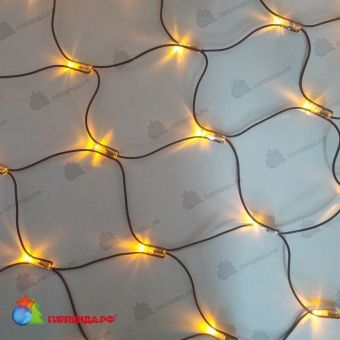 Светодиодная сетка, 2х4м., 288 LED, без мерцания, желтый, черный провод. низковольтная, 24В, 13-1278