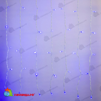 Гирлянда светодиодный занавес 3х2 м., 240 LED, синий, с мерцанием, белый резиновый провод (Каучук), с защитным колпачком. 10-3720.