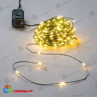 Гирлянда светодиодная "Роса", 400м. 4000 LED. Теплый белый свет. Провод зеленый. 10-3820