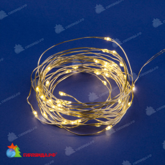 Светодиодная гирлянда "Роса", 5 м., 50 LED, теплый белый, медный провод. 10-3747.