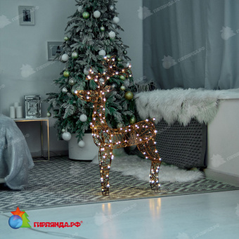 Фигура светодиодная каркасная «Олень-3», 60х98см, 160 LED. Теплый белый свет. Провод коричневый. 10-3849