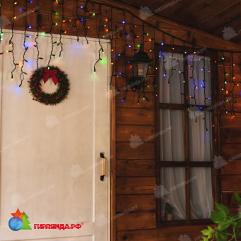 Гирлянда Бахрома 3х0.7 м., 200 LED, мульти, с мерцанием, черный резиновый провод (Каучук), с защитным колпачком. 10-3690.