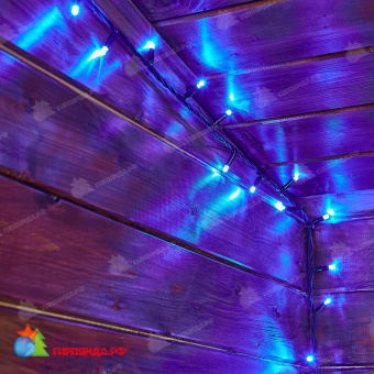 Гирлянда Нить 10 м., 120 LED, синий, с контроллером, черный резиновый провод (Каучук), с защитным колпачком. 10-3787