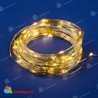 Светодиодная гирлянда "Роса", 10 м., 100 LED, теплый белый, медный провод. 10-3749.