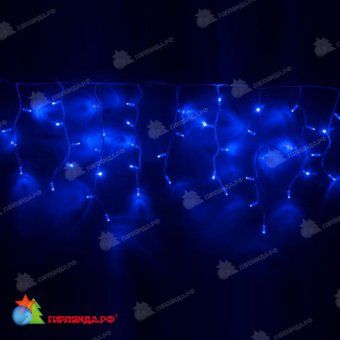 Гирлянда Бахрома 4.8х0.6 м., 160 LED, синий, с мерцанием, белый резиновый провод (Каучук), с защитным колпачком. 11-1052