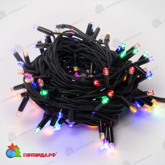 Гирлянда Нить 10 м., 120 LED, мульти, с контроллером, черный резиновый провод (Каучук), с защитным колпачком. 10-3729.