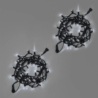 Гирлянда Нить 10 м., 100 LED, холодный белый, без мерцания, черный резиновый провод, с защитным колпачком. 16-1093
