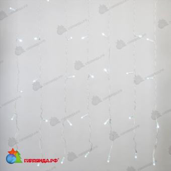 Гирлянда светодиодный занавес 1.5х1.5 м., 160 LED, холодный белый, с мерцанием, белый резиновый провод (Каучук), с защитным колпачком. 10-3712.