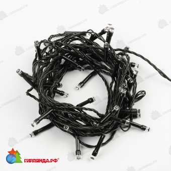 Гирлянда Нить 10 м., 120 LED, теплый белый, с мерцанием холодный, черный резиновый провод (Каучук), с защитным колпачком. 10-3806.