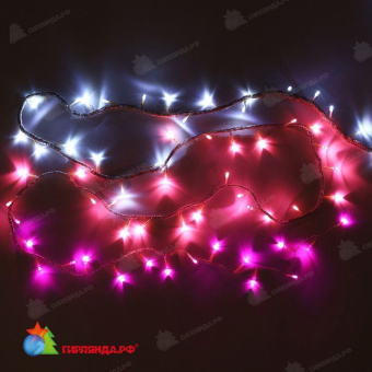 Гирлянда светодиодный занавес 2х3.3 м., 320 LED, белый-розовый, с эффектом бегущий огонь, контроллер, прозрачный ПВХ провод 24В. 04-3361