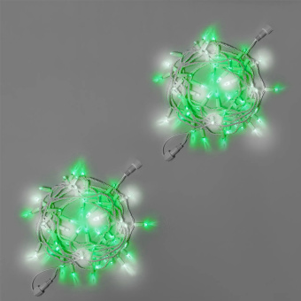 Гирлянда Нить 10 м., 100 LED, зеленый, с мерцанием, белый резиновый провод (Каучук), с защитным колпачком. 16-1111