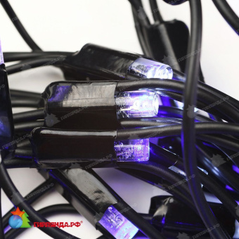Светодиодная сетка 2х1.5 м., 288 LED, бело-синий, без мерцания, черный резиновый провод (Каучук), с защитным колпачком. 10-3709.