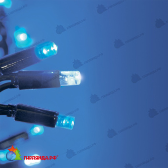 Гирлянда Нить 10 м., 120 LED, Синий и белый, с мерцанием, черный провод. 10-3610