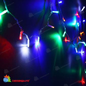 Гирлянда Нить 10 м., 100 LED, мульти, с мерцанием Холодный Белый, с защитным колпачком, прозрачный ПВХ провод, 24В. 04-3454
