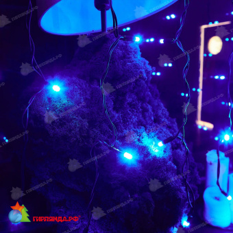 Гирлянда светодиодный занавес 3х2 м., 240 LED, синий, с мерцанием, черный резиновый провод (Каучук), с защитным колпачком. 10-3715.