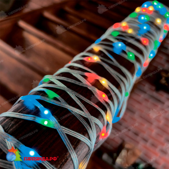 Гирлянда светодиодная "Полоса", 10м. 100 LED. Разноцветный свет. Провод прозрачный. 10-3617