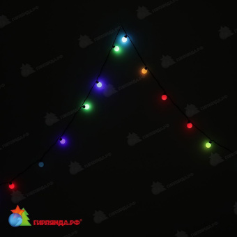 Гирлянда нить с насадками ШАРИКИ D40мм, 5м., 20 LED, RGB, без мерцания, черный ПВХ провод. 06-3111