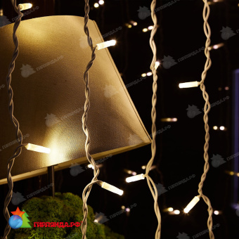 Гирлянда светодиодный занавес 3х2 м., 240 LED, теплый белый, с мерцанием, белый резиновый провод (Каучук), с защитным колпачком. 10-3724.