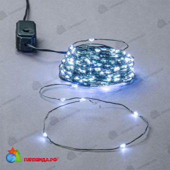 Гирлянда светодиодная "Роса", 50м. 500 LED. Белый свет. Провод зеленый. 10-3824