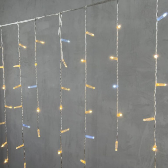 Гирлянда Бахрома 4,9x0,5м., 280 LED, Теплый Белый, с мерцанием Холодный Белый, прозрачный провод (ПВХ). с защитным колпачком.  04-4286