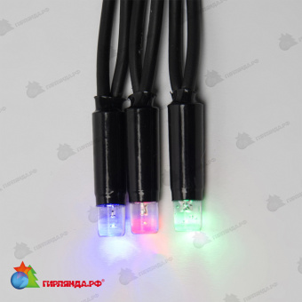 Гирлянда Нить 10 м., 120 LED, мульти, с мерцанием, черный резиновый провод (Каучук), с защитным колпачком. 10-3737.