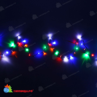 Гирлянда Нить 10 м., 100 LED, мульти, с мерцанием Холодный Белый, с защитным колпачком, прозрачный ПВХ провод, 24В. 04-3454