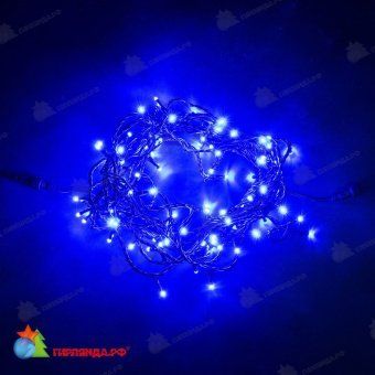 Гирлянда Нить 10 м., 100 LED, синий, без мерцания, черный ПВХ провод, 24В. 04-3433