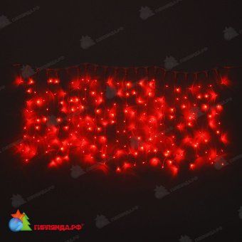 Гирлянда светодиодный занавес 2x1 м., 200 LED, красный, без мерцания, прозрачный ПВХ провод 24В. 04-3279
