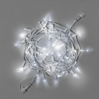 Гирлянда Нить 10 м., 100 LED, холодный белый, с мерцанием, белый резиновый провод, с защитным колпачком. 16-1044