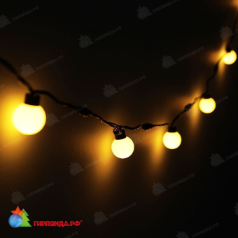 Гирлянда нить с насадками ШАРИКИ D40мм, 5м., 20 LED, теплый белый, без мерцания, черный ПВХ провод. 06-3107