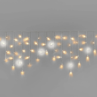 Гирлянда Бахрома 3х0.6м., 108 LED, теплый белый, с мерцанием, белый резиновый провод (Каучук), с защитным колпачком. 16-1016