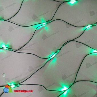 Светодиодная сетка, 2х4м., 288 LED, без мерцания, зеленый, черный провод. 13-1276