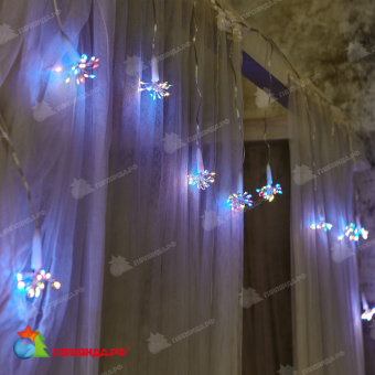 Светодиодная гирлянда "Звезда" 2,5 м., 200 LED, мульти, без мерцания, прозрачный провод. 10-3792