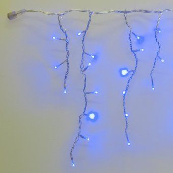 Гирлянда Бахрома, 3х0.5м., 150 LED, синий, с мерцанием, прозрачный ПВХ провод (Без колпачка). 05-570