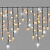 Гирлянда Бахрома 3х0.6м., 144 LED, теплый белый, с мерцанием, черный резиновый провод (Каучук), с защитным колпачком. 16-1023