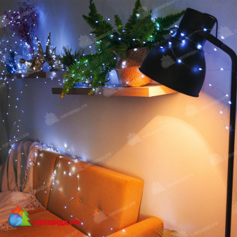 Гирлянда светодиодная "Роса", 50м. 500 LED. Белый свет. Пульт ДУ (в/к). Провод прозрачный. 10-3826