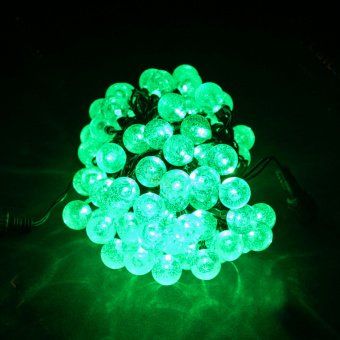 Гирлянда нить с насадками ШАРИКИ D23мм, 10м., 100 LED, Зеленый, черный ПВХ провод, 220В. 04-3203